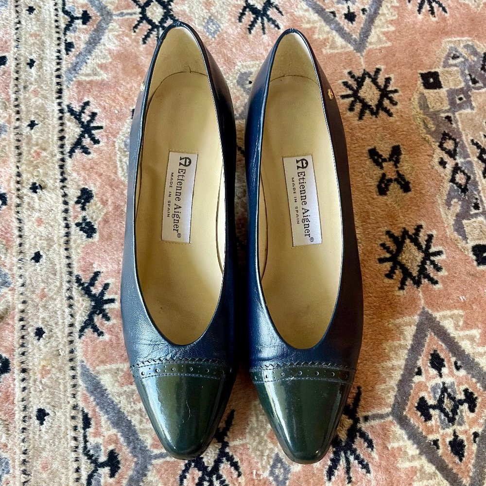 Etienne Aigner Leather Heels - Blue and Black - Goes with everything